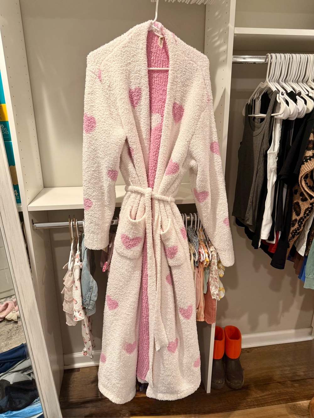 SKIMS Cozy Women's Pink Heart Sherpa Robe
